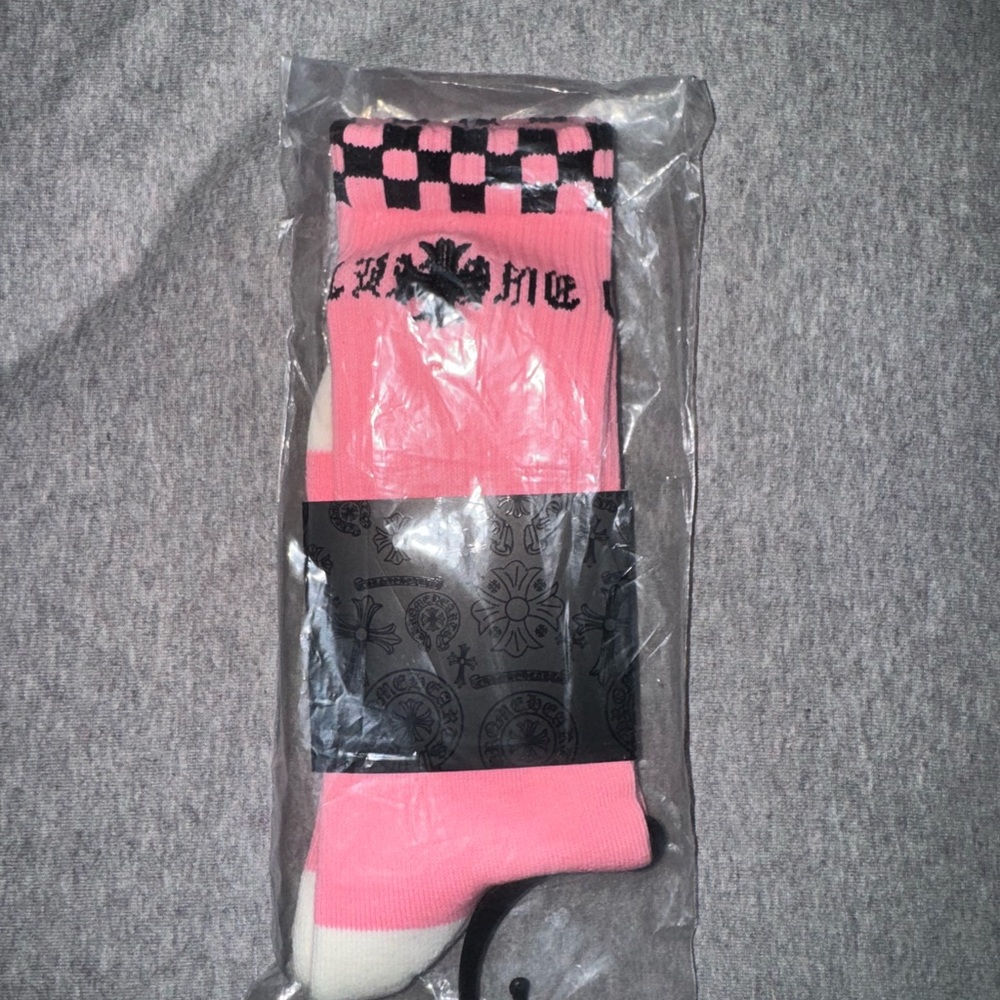 Pink and Black Checkered Casual Socks